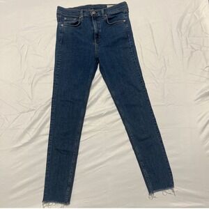 Rag & Bone High Rise Ankle Skinny Jeans Raw Hem